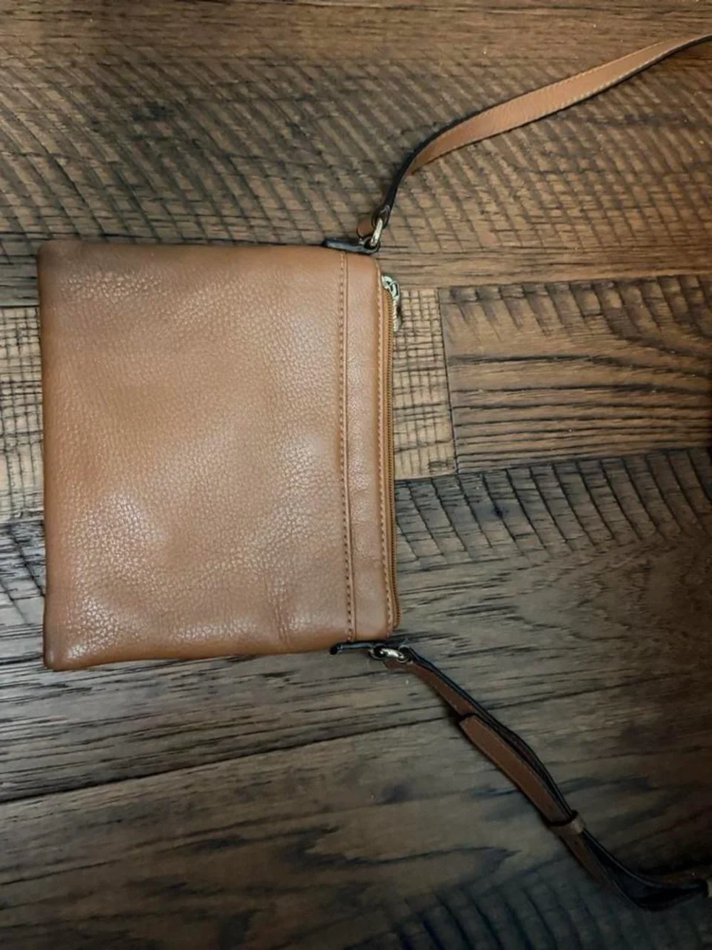 Michael Kors Cognac Leather Crossbody with Gold MK Emblem
